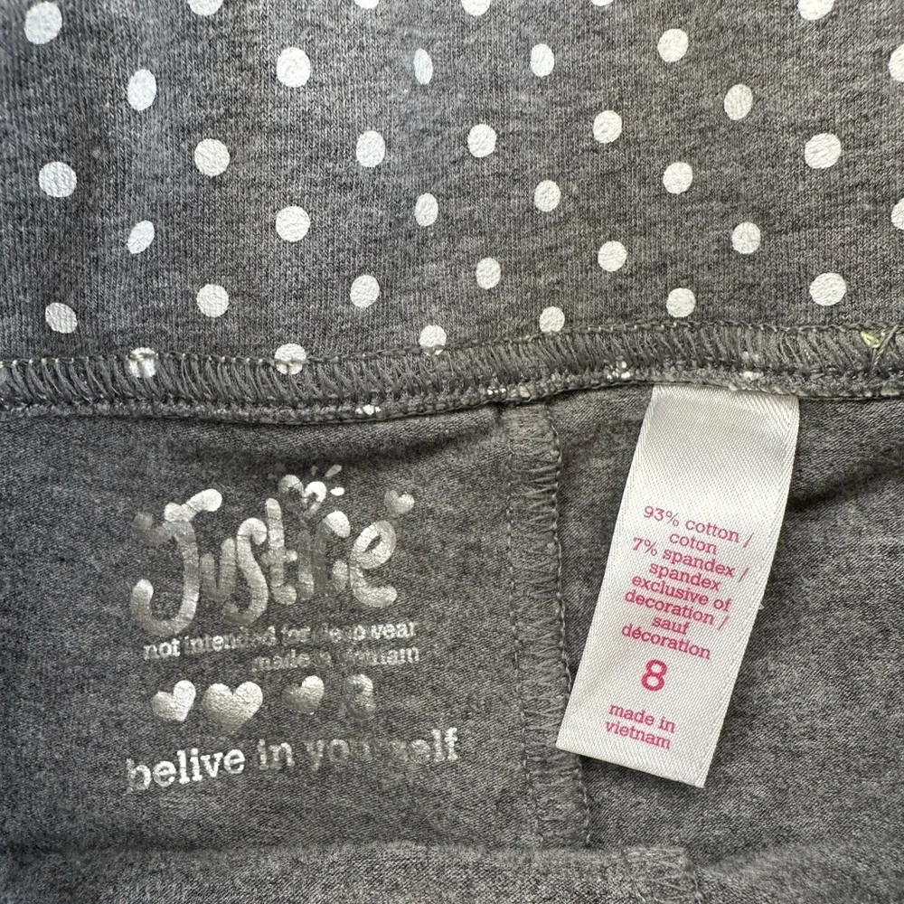 Justice Girls Gray Yellow Cropped Leggings Size 8